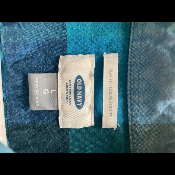 Blue Patterned Button-Down Long-Sleeve - Picture 3 of 3